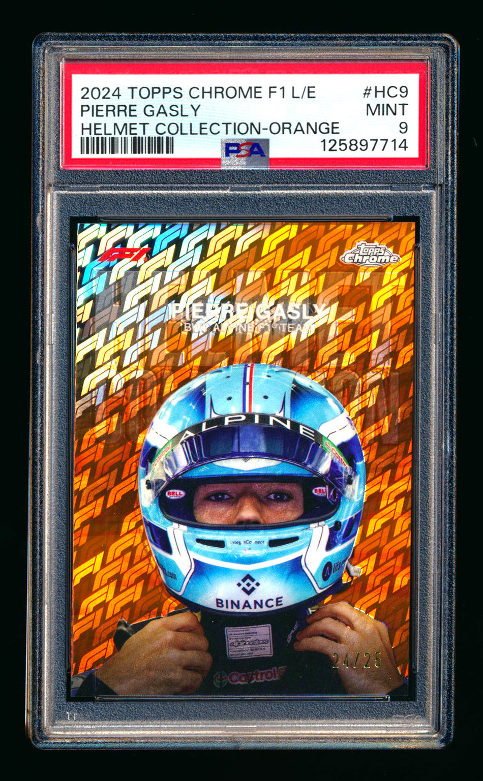 2024 Topps Chrome Logofractor F1 Helmet Collection #HC-9 Pierre Gasly Orange Refractor #24/25 PSA 9 ** (SOLD eBay - $249.00 - 2/28/2026) **