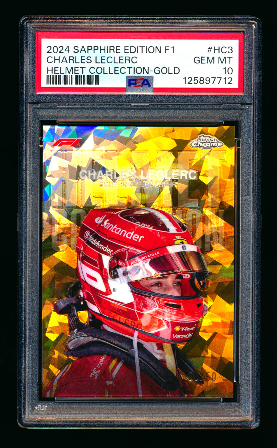 2024 Topps Chrome Sapphire F1 Helmet Collection #HC-3 Charles Leclerc Gold Refractor #08/50 PSA 10 ** (SOLD - $895.00 - 2/6/2026) **