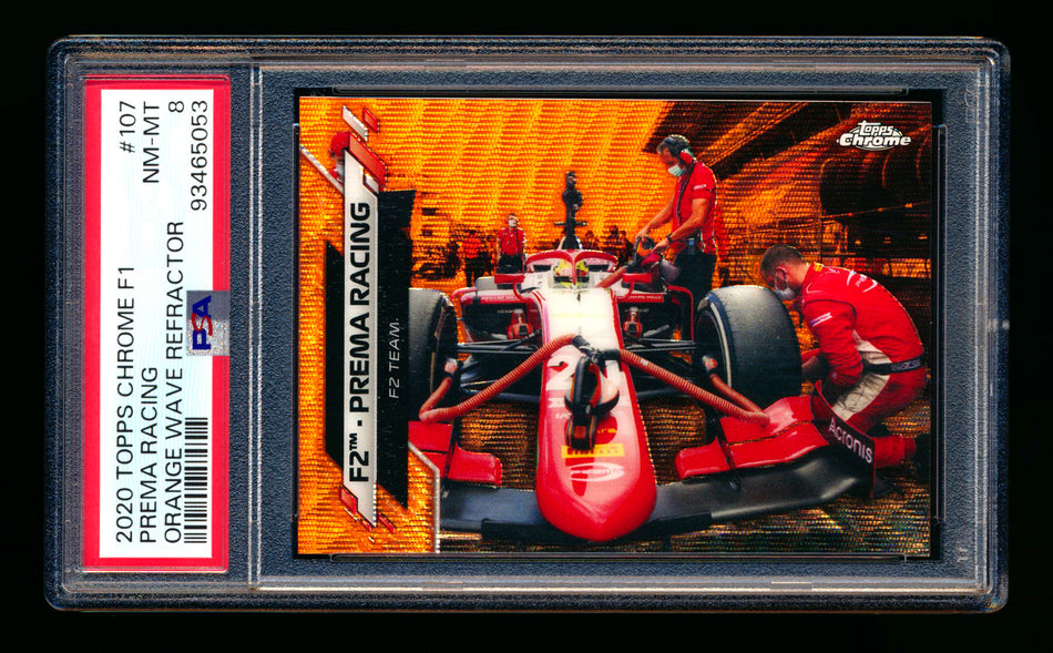 2020 Topps Chrome F1 #107 Prema Racing RC Orange Wave Refractor #15/25 PSA 8 ** (SOLD eBay - $59.00 - 2/3/2026) **