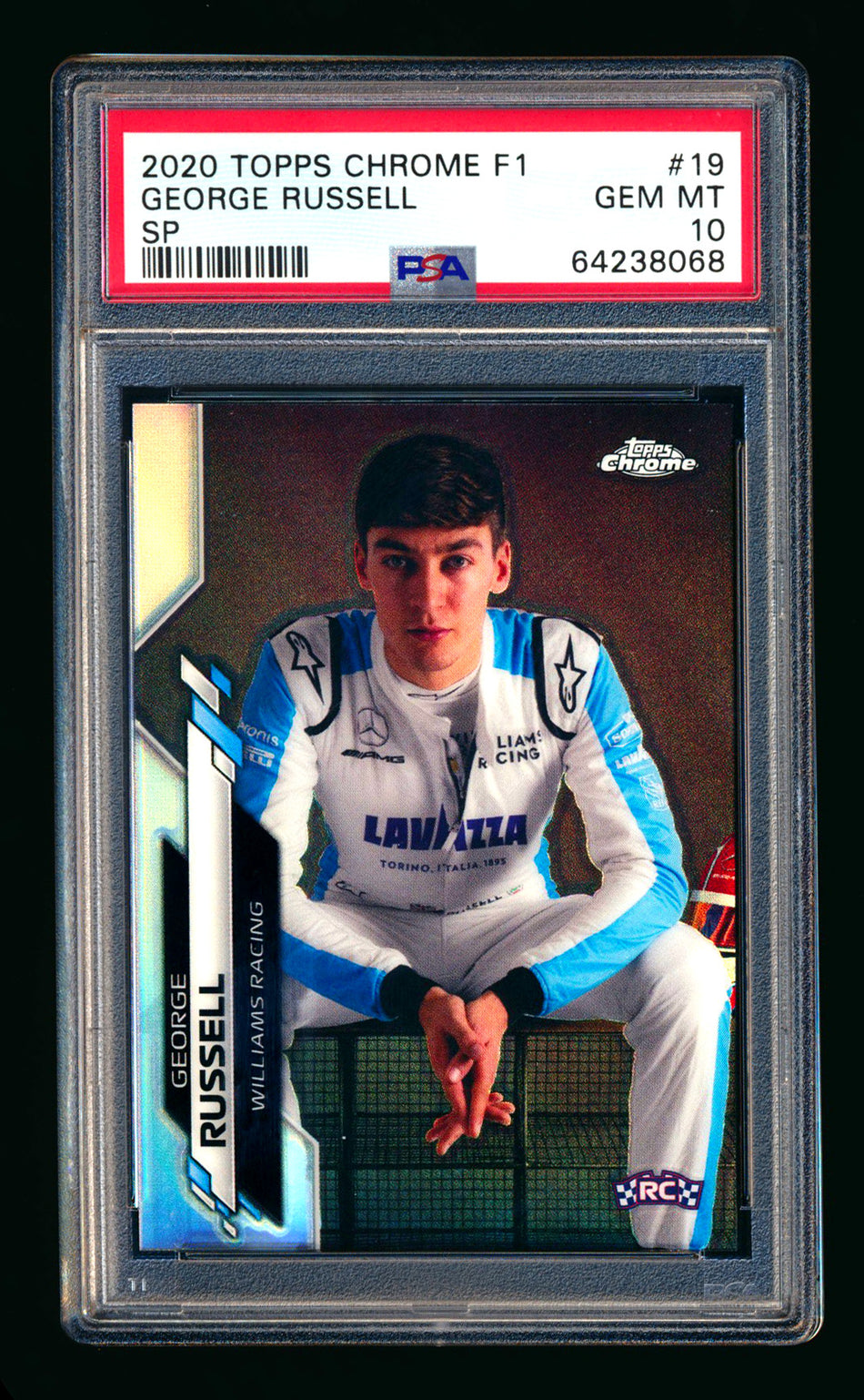 2020 Topps Chrome F1 #19 George Russell RC Refractor Image Variation SP PSA 10
