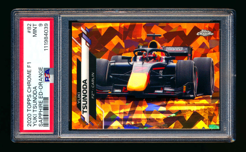 2020 Topps Chrome Sapphire F1 #82 Yuki Tsunoda RC Orange Refractor #01/25 PSA 9 (First #!)