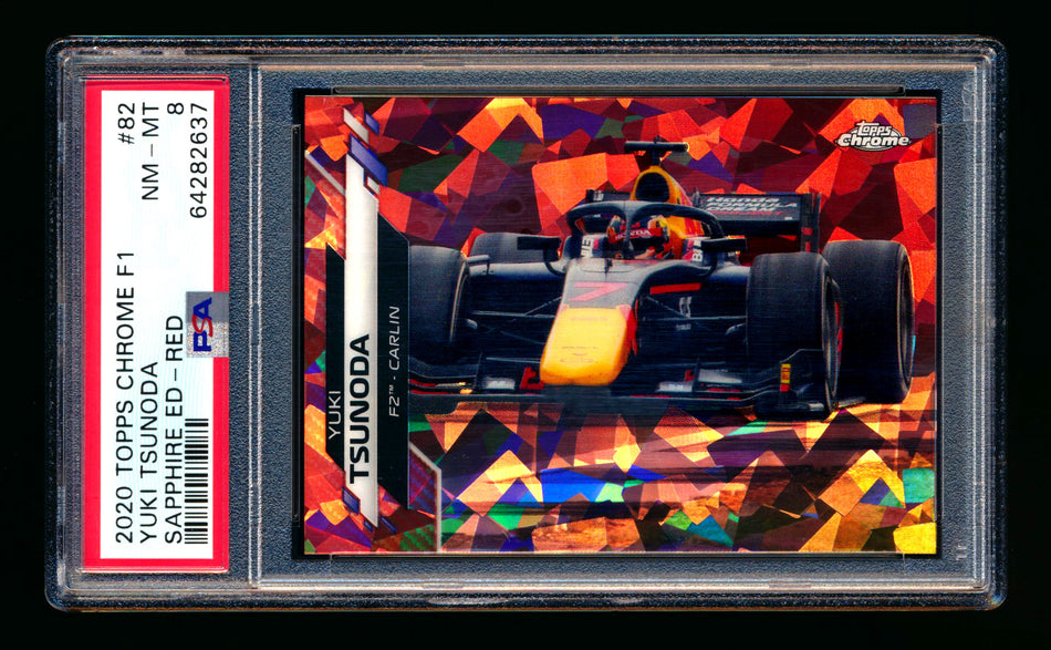 2020 Topps Chrome Sapphire F1 #82 Yuki Tsunoda RC Red Refractor #5/5 PSA 8 (Last #!)