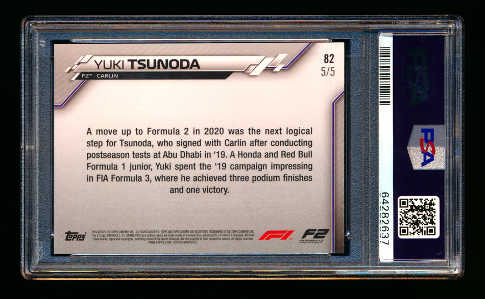 2020 Topps Chrome Sapphire F1 #82 Yuki Tsunoda RC Red Refractor #5/5 PSA 8 (Last #!)