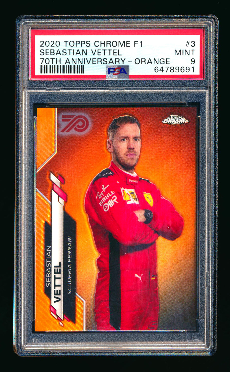 2020 Topps Chrome F1 #3 Sebastian Vettel RC 70th Anniversary Orange Refractor Portrait PSA 9 ** (SOLD - $250.00 - 2/17/2026) **