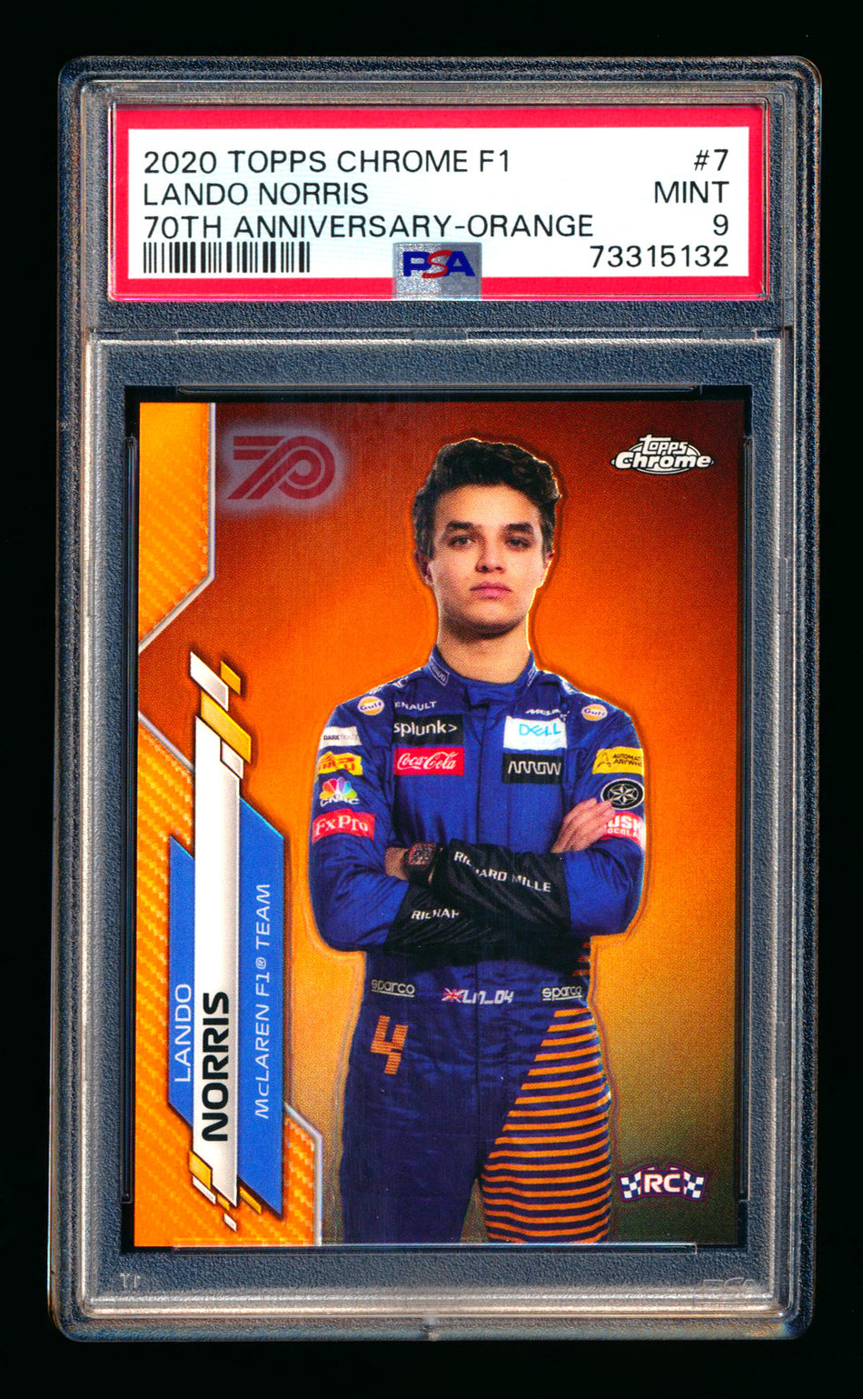2020 Topps Chrome F1 #7 Lando Norris RC 70th Anniversary Orange Refractor Portrait PSA 9 ** (SOLD - $749.00 - 2/26/2026) **