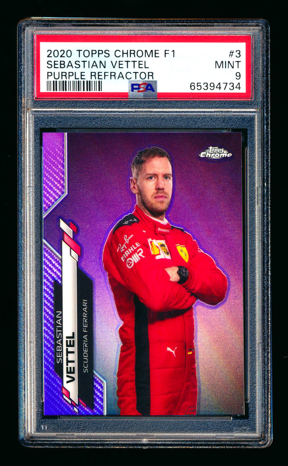 2020 Topps Chrome F1 #3 Sebastian Vettel RC Purple Refractor Portrait #120/399 PSA 9 ** (SOLD eBay - $149.00 - 2/26/2026) **