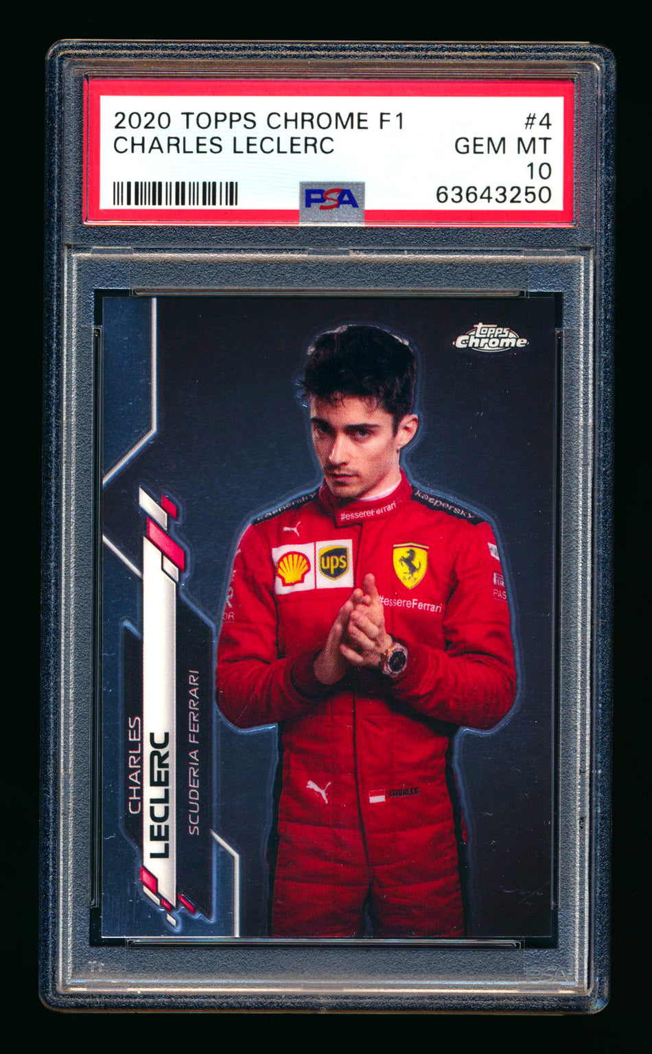 2020 Topps Chrome F1 #4 Charles Leclerc RC Portrait PSA 10 ** (SOLD eBay - $95.00 - 2/14/2026) **