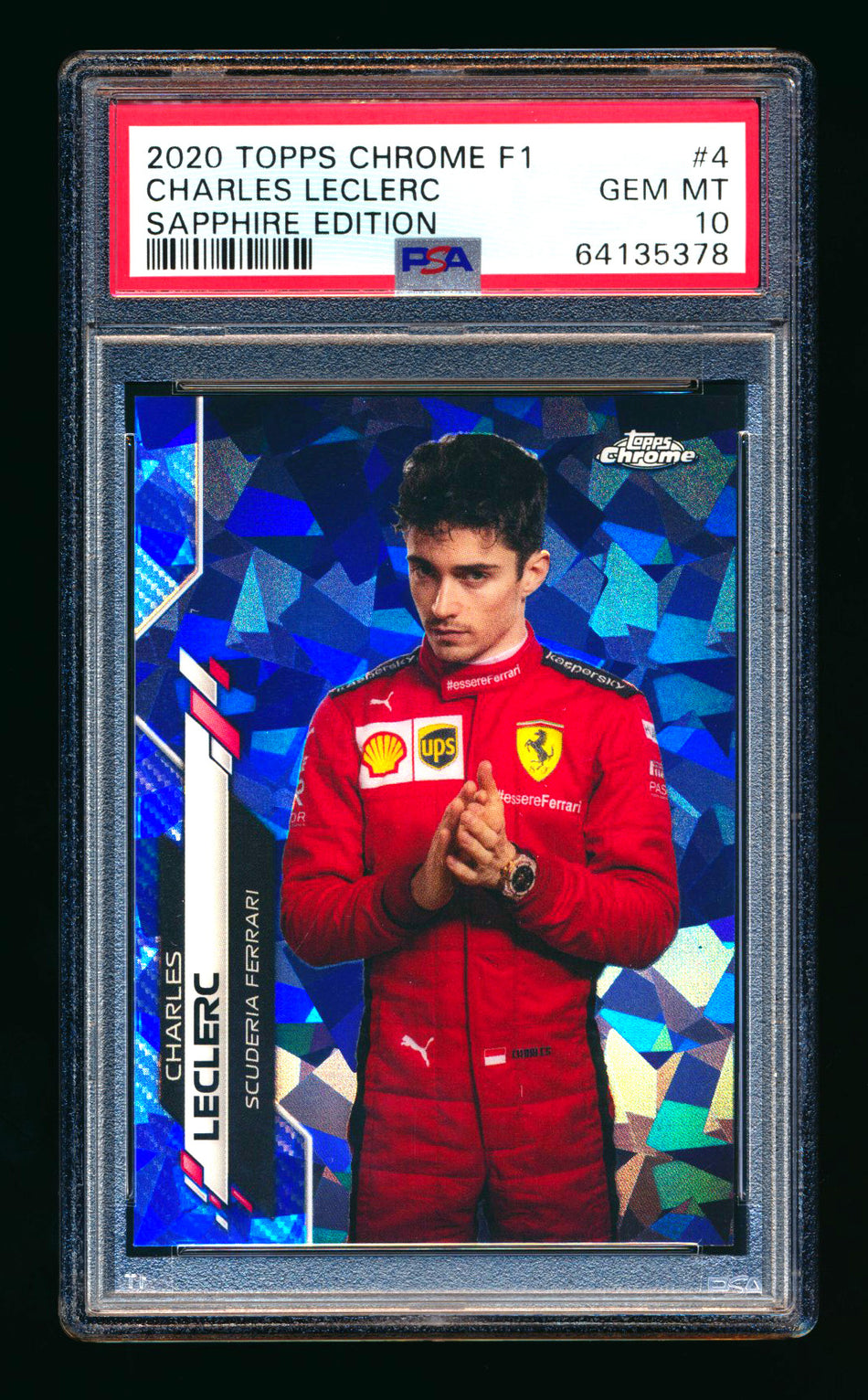 2020 Topps Chrome Sapphire F1 #4 Charles Leclerc RC Refractor Portrait PSA 10 ** (SOLD eBay - $195.00 - 2/19/2026) **