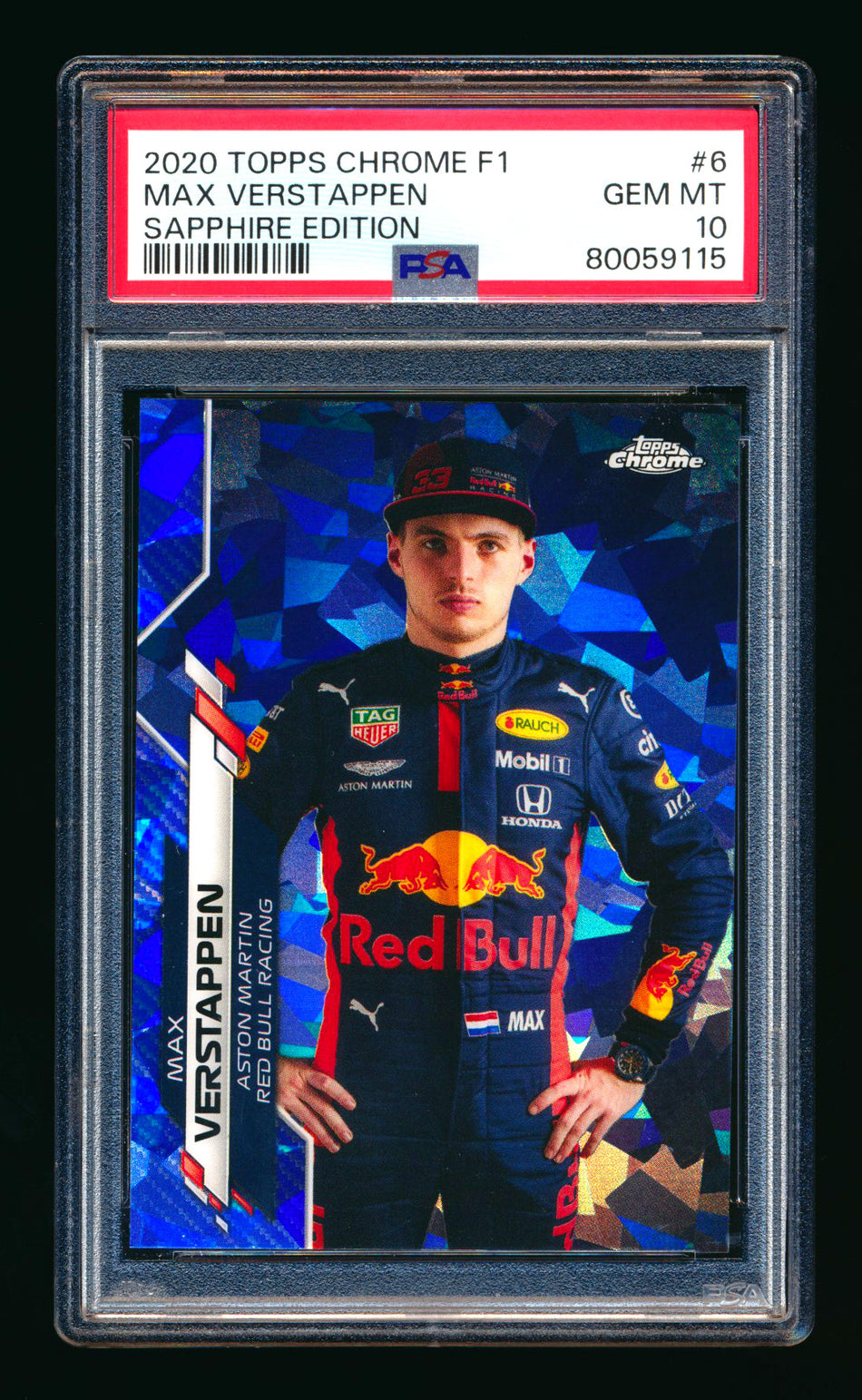 2020 Topps Chrome Sapphire F1 #6 Max Verstappen RC Refractor Portrait PSA 10 ** (SOLD eBay - $749.00 - 2/26/2026) **