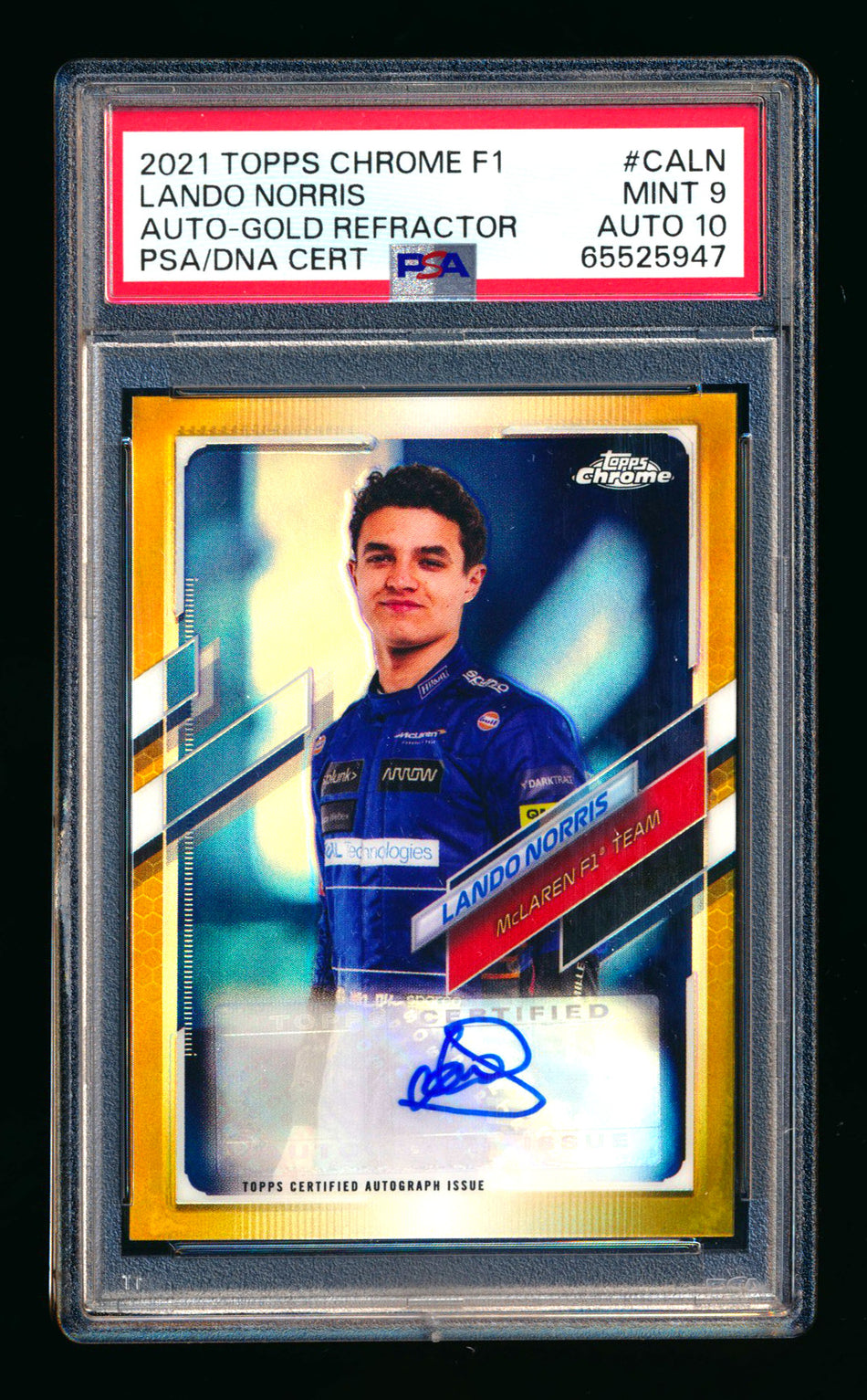 2021 Topps Chrome F1 #CA-LN Lando Norris Gold Refractor Autograph #25/50 PSA 9 DNA 10 ** (SOLD eBay - $949.00 - 2/28/2026) **