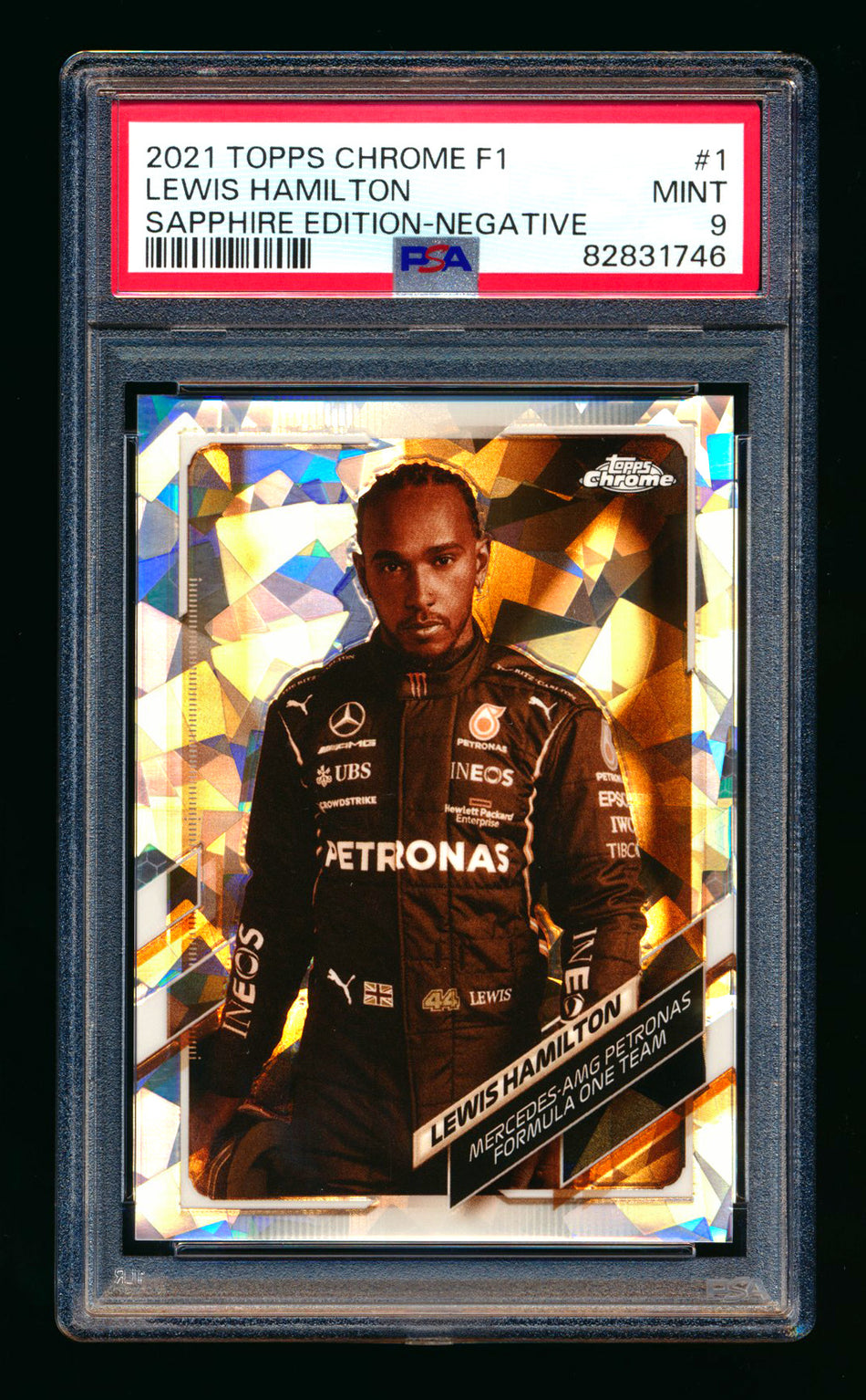 2021 Topps Chrome Sapphire F1 #1 Lewis Hamilton Negative Refractor Portrait #036/100 PSA 9 ** (SOLD eBay - $109.00 - 3/2/2026) **