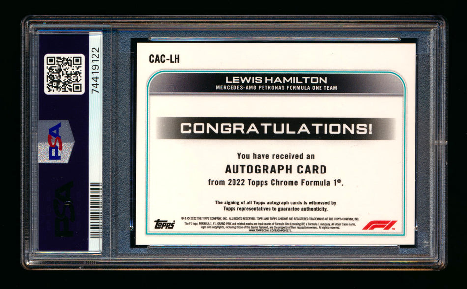 2022 Topps Chrome F1 #CAC-LH Lewis Hamilton Refractor Autograph PSA 9 DNA Authentic ** (SOLD eBay - $2,395.00 - 4/14/2026) **