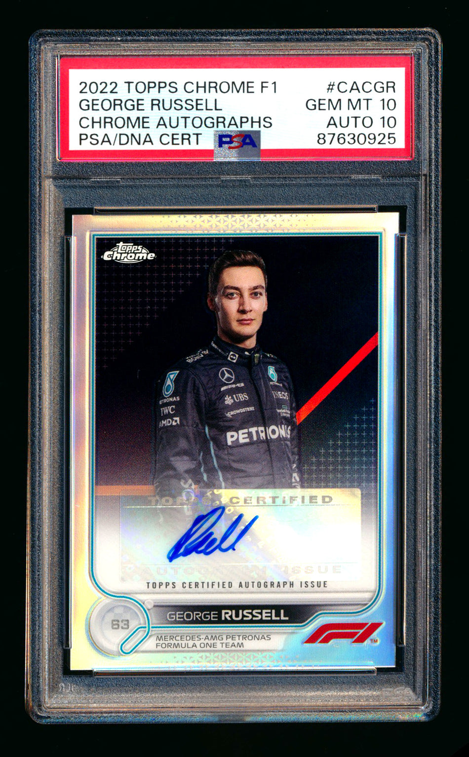 2022 Topps Chrome F1 #CAC-GR George Russell Refractor Autograph PSA 10 DNA 10 ** (SOLD eBay - $749.00 - 3/13/2026) **