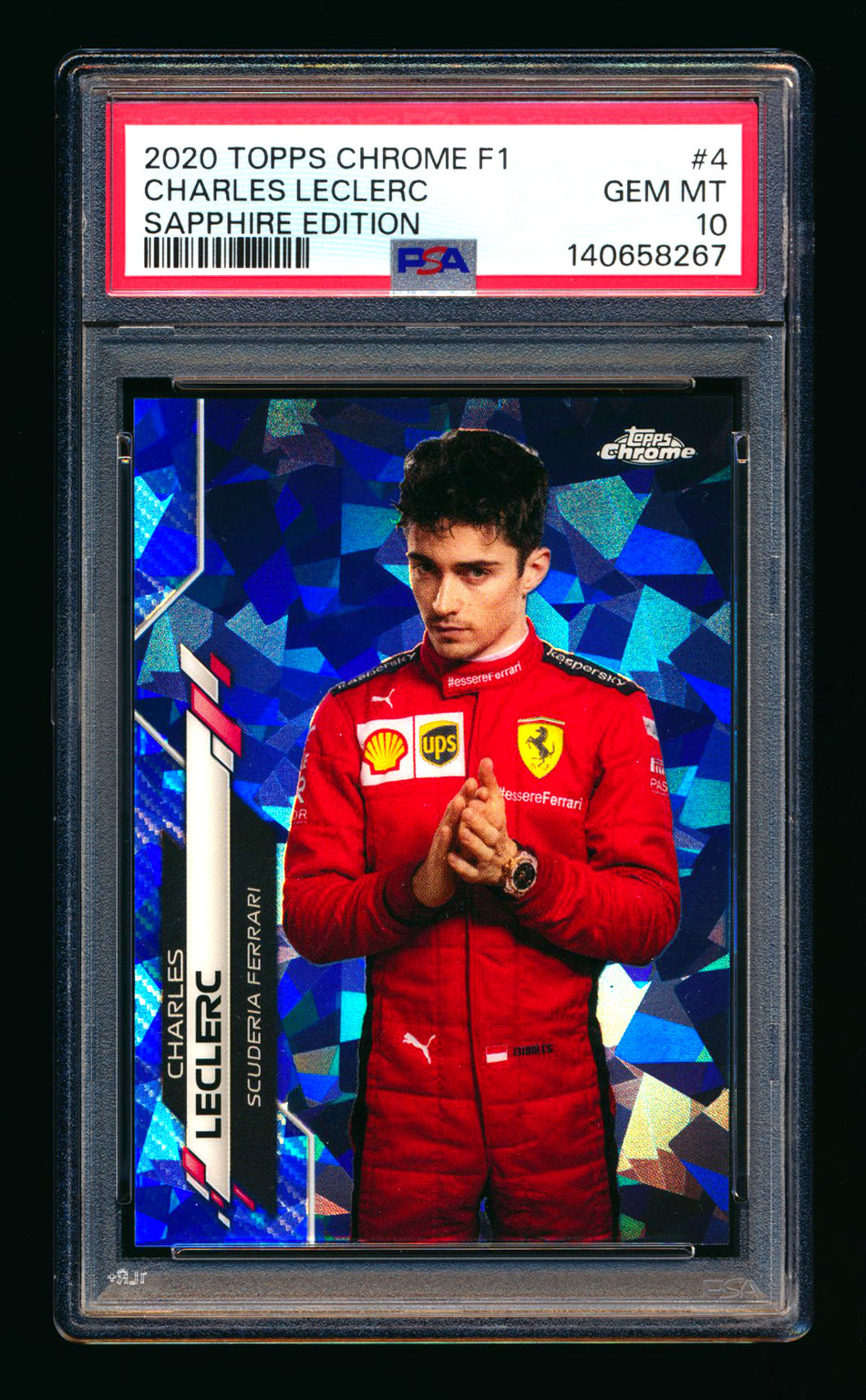 2020 Topps Chrome Sapphire F1 #4 Charles Leclerc RC Refractor Portrait PSA 10 ** (SOLD - $295.00 - 3/27/2026) **