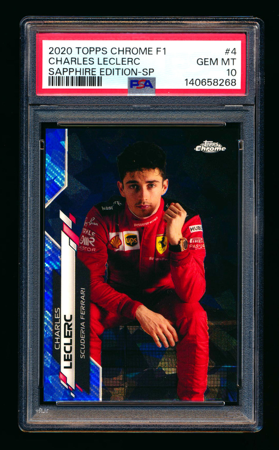 2020 Topps Chrome Sapphire F1 #4 Charles Leclerc RC Refractor Image Variation SP PSA 10 ** (SOLD - $849.00 - 3/27/2026) **