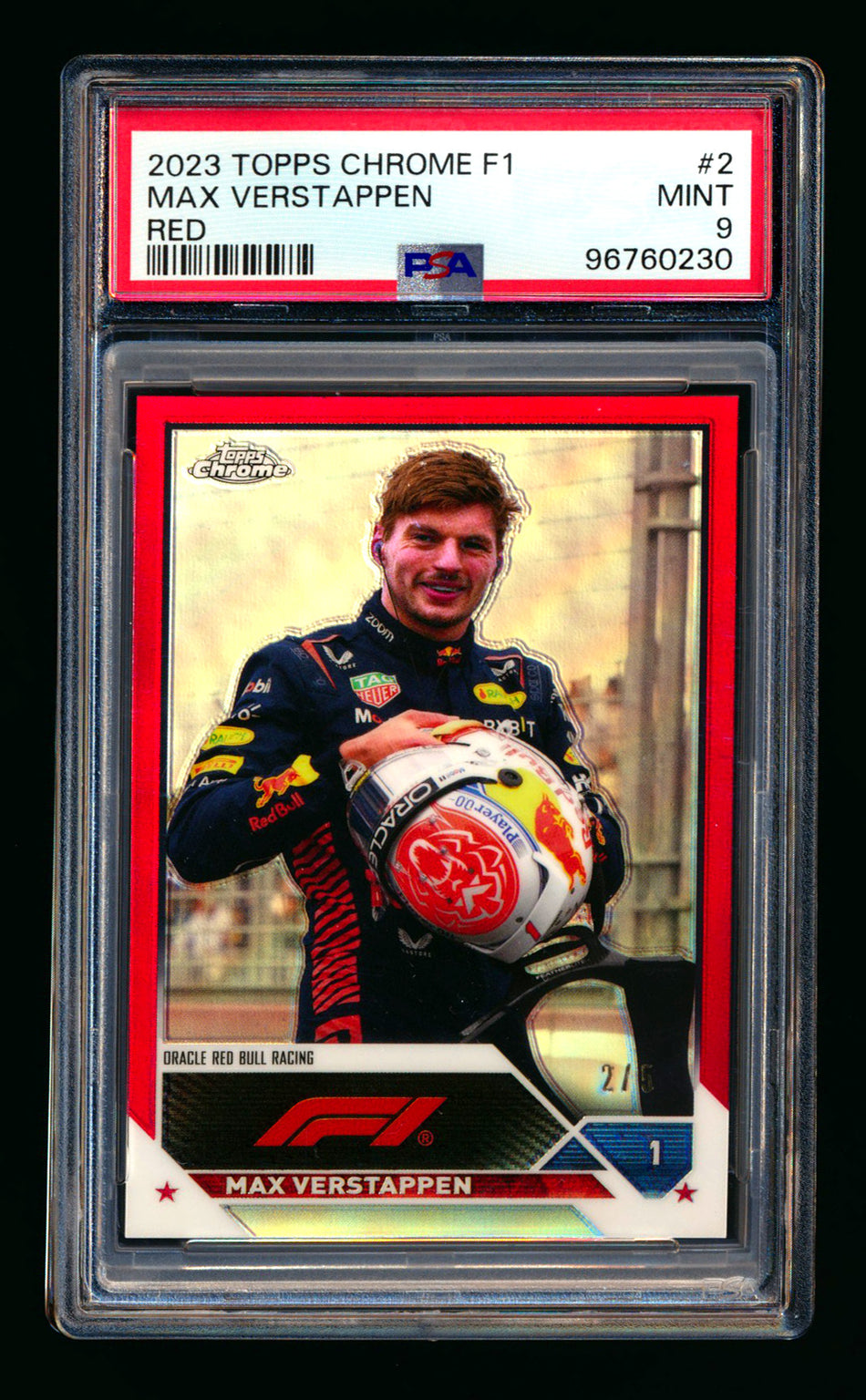 2023 Topps Chrome F1 #2 Max Verstappen Red Refractor #2/5 PSA 9 ** (SOLD - $500.00 - 5/5/2026) **