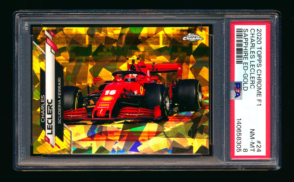 2020 Topps Chrome Sapphire F1 #24 Charles Leclerc RC Gold Refractor #03/50 PSA 8