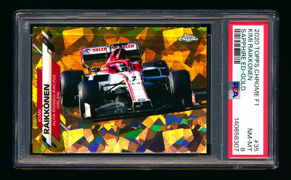 2020 Topps Chrome Sapphire F1 #35 Kimi Raikkonen RC Gold Refractor #10/50 PSA 8