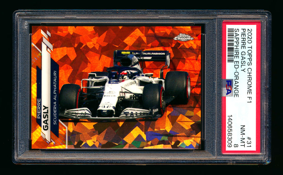 2020 Topps Chrome Sapphire F1 #31 Pierre Gasly RC Orange Refractor #04/25 PSA 8 ** (SOLD eBay - $95.00 - 4/10/2026) **