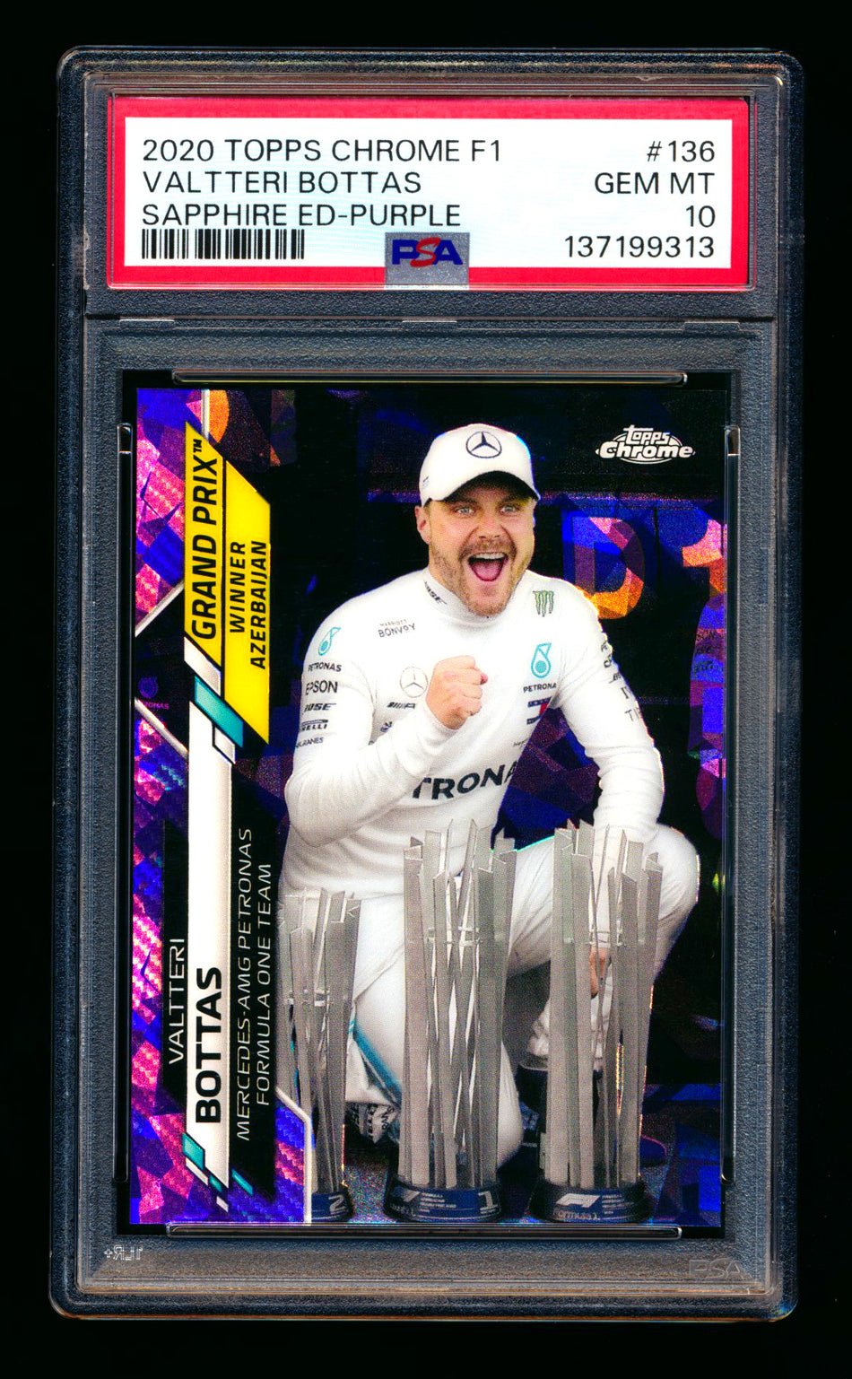 2020 Topps Chrome Sapphire F1 #136 Valtteri Bottas RC Purple Refractor #04/10 PSA 10 - POP 1! ** (SOLD - $595.00 - 4/28/2026) **