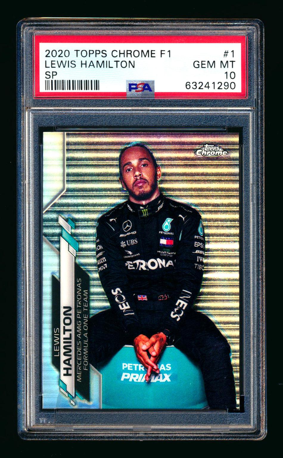 2020 Topps Chrome F1 #1 Lewis Hamilton RC Refractor Image Variation SP PSA 10 ** (SOLD - $19,950.00 - 5/8/2026) **