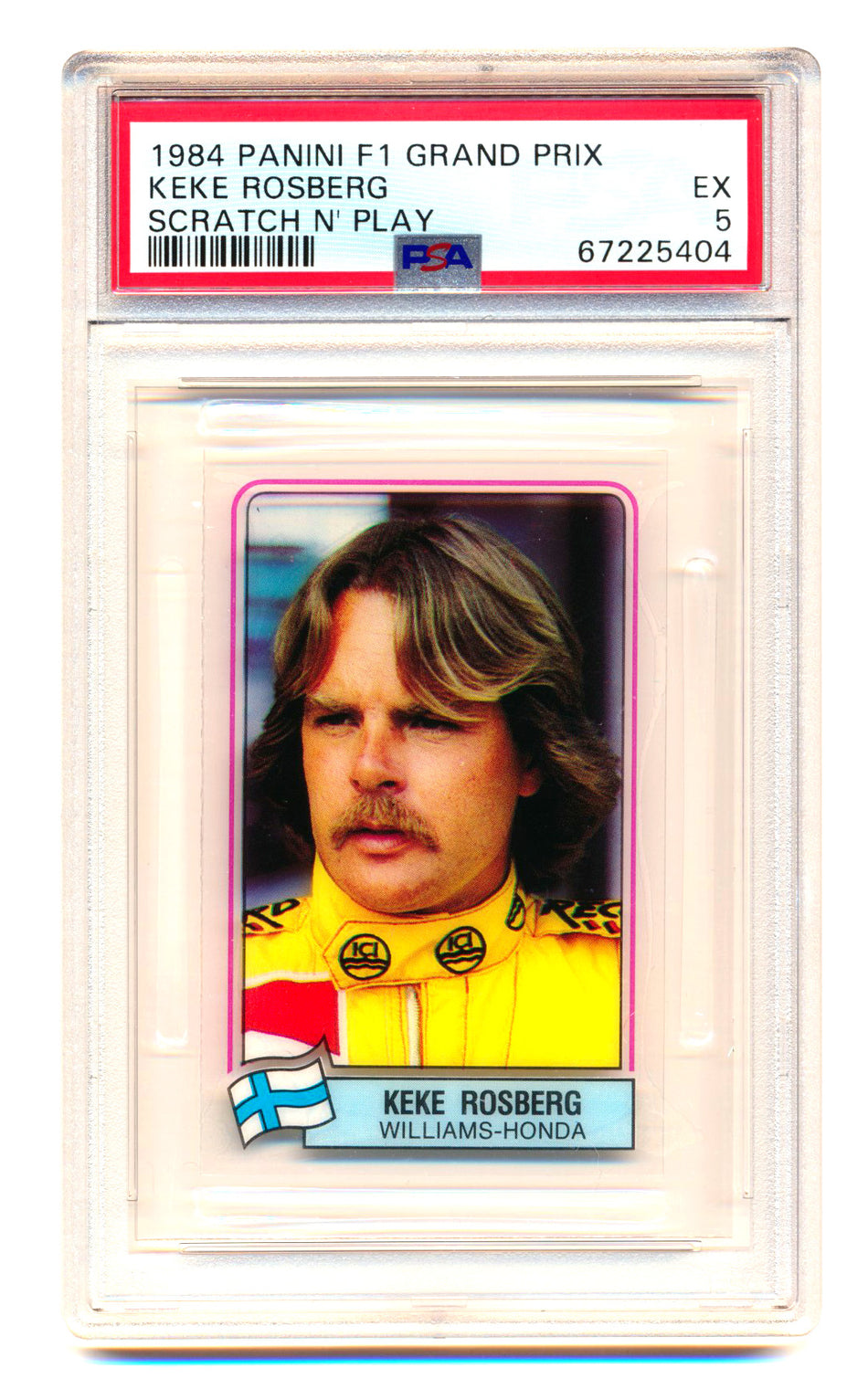 1984 Panini F1 Grand Prix Keke Rosberg Scratch N' Play PSA 5