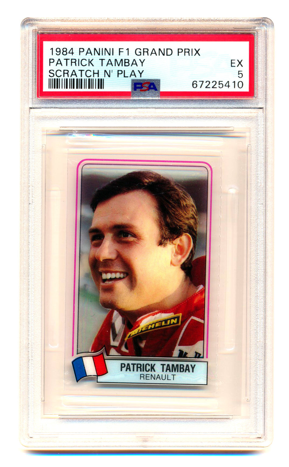 1984 Panini F1 Grand Prix Patrick Tambay Scratch N' Play PSA 5