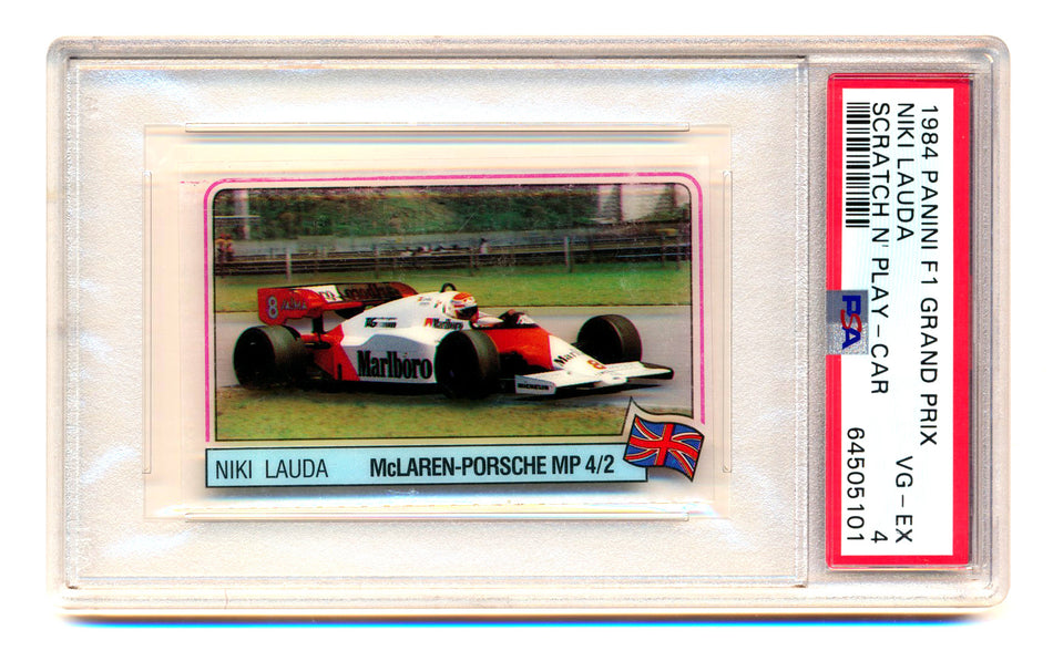1984 Panini F1 Grand Prix Niki Lauda Scratch N' Play Car PSA 4