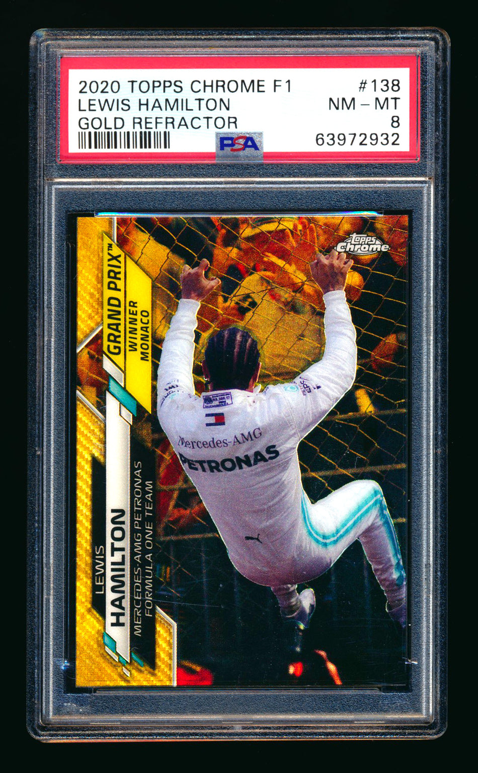 2020 Topps Chrome F1 #138 Lewis Hamilton RC Gold Refractor #33/50 PSA 8 ** (SOLD eBay - $649.00 - 5/29/2026) **