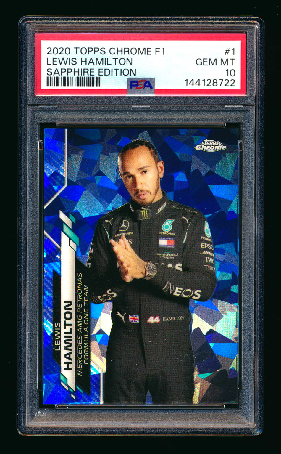 2020 Topps Chrome Sapphire F1 #1 Lewis Hamilton RC Refractor Portrait PSA 10