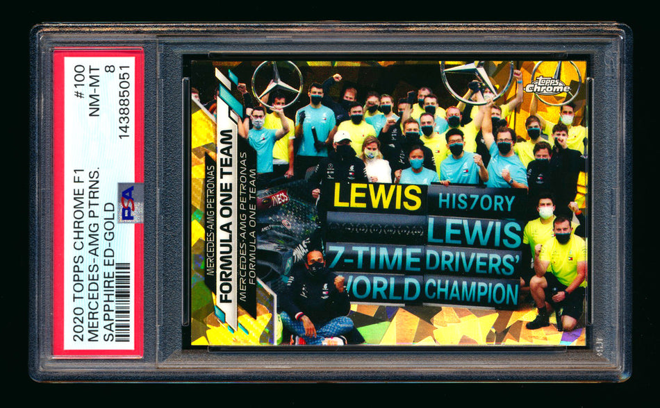 2020 Topps Chrome Sapphire F1 #100 Lewis Hamilton RC Gold Refractor #39/50 PSA 8