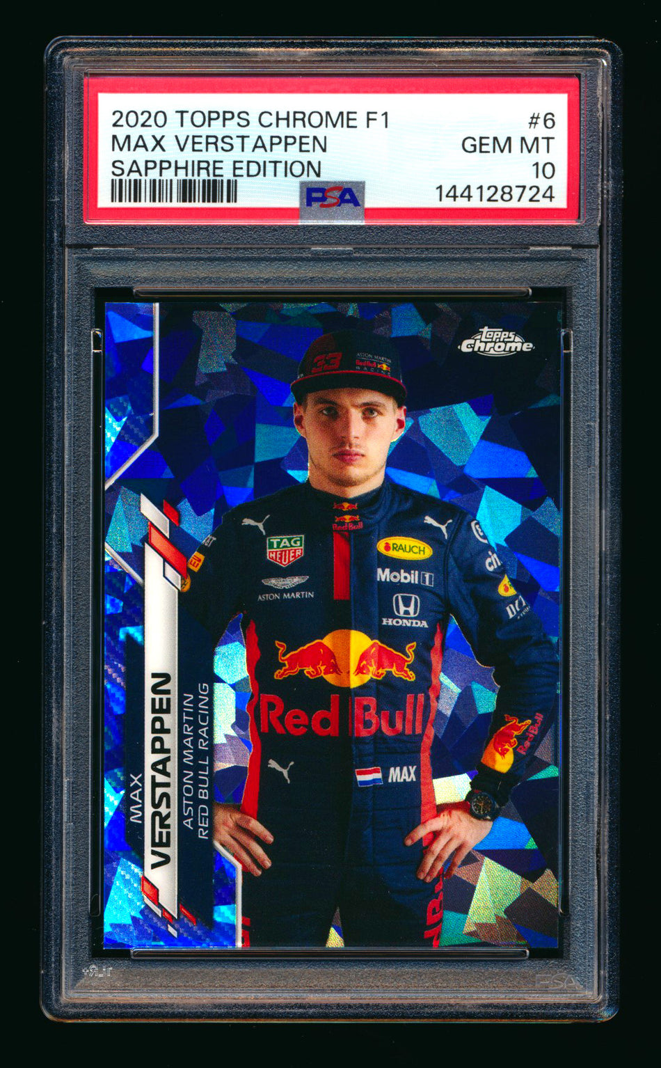 2020 Topps Chrome Sapphire F1 #6 Max Verstappen RC Refractor Portrait PSA 10