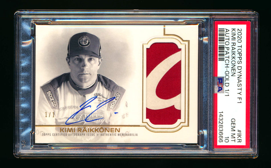 2020 Topps Dynasty F1 #DAP-IKR Kimi Raikkonen ROOKIE Gold Patch Autograph #1/1 PSA 10 Gem Mint
