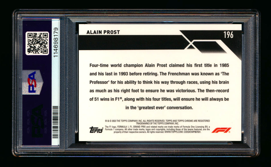 2023 Topps Chrome F1 #196 Alain Prost 1ST Year Red Refractor #4/5 PSA 6