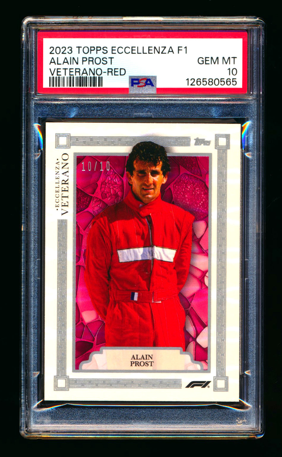 2023 Topps Eccellenza F1 Veterano Alain Prost 1ST Year Red Parallel #10/10 PSA 10 (Last #!)