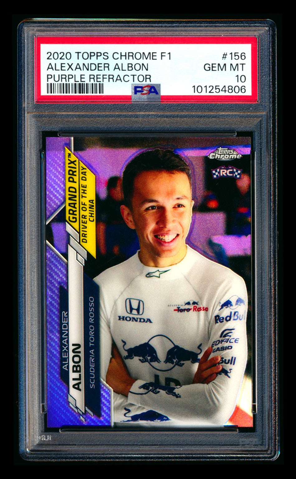 2020 Topps Chrome F1 #156 Alexander Albon RC Purple Refractor #016/399 PSA 10