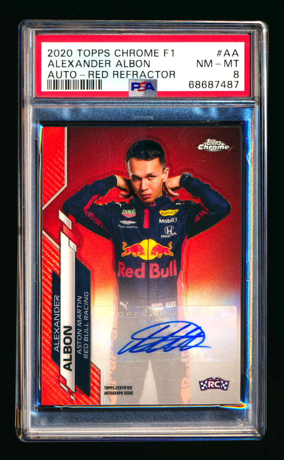 2020 Topps Chrome F1 #F1A-AA Alexander Albon RC Red Refractor Autograph #3/5 PSA 8 ** (SOLD - $7,800.00 - 2/10/2026) **