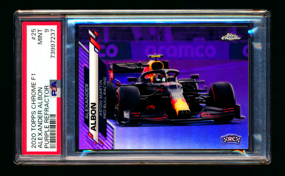 2020 Topps Chrome F1 #25 Alexander Albon RC Purple Refractor #016/399 PSA 9