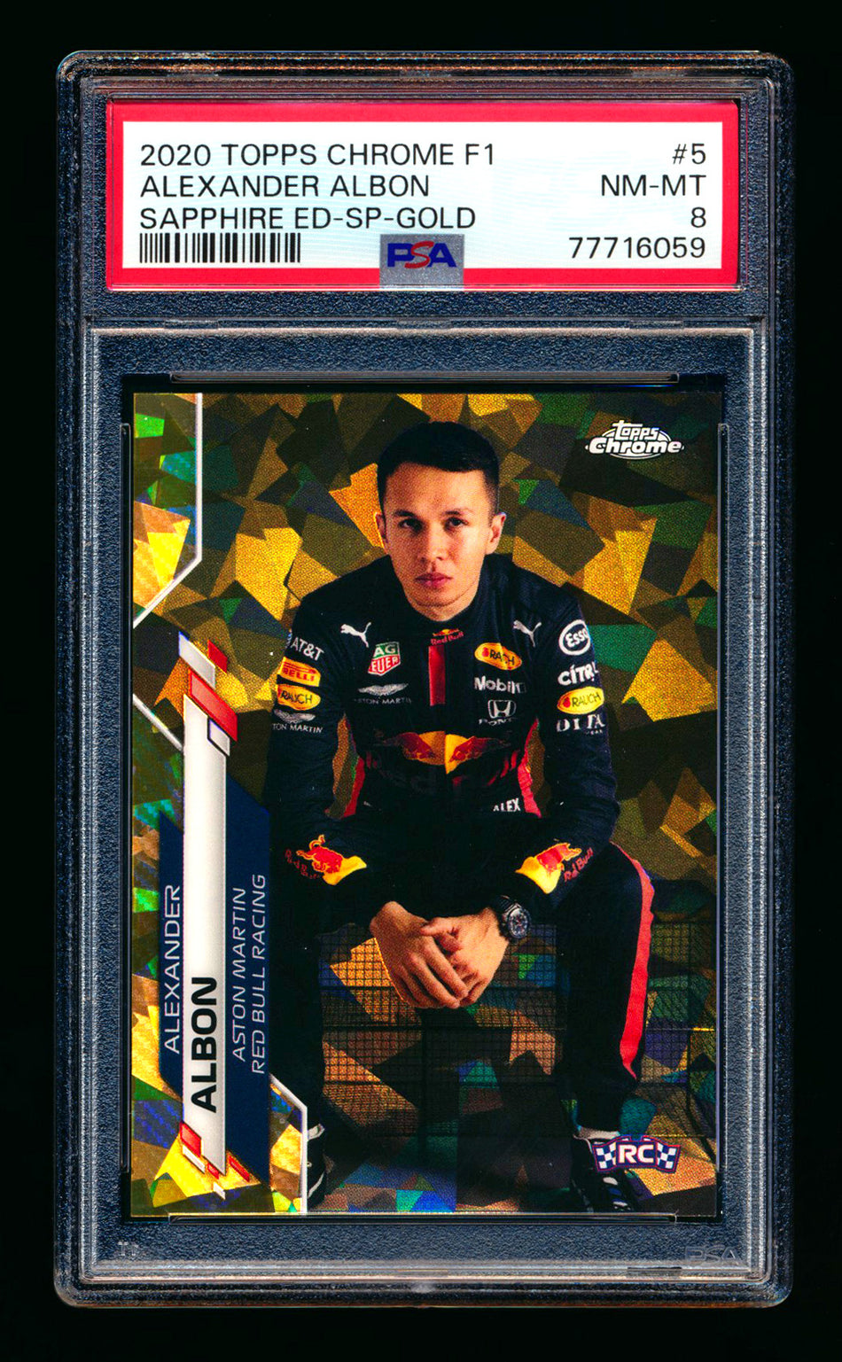 2020 Topps Chrome Sapphire F1 #5 Alexander Albon RC Gold Refractor Image Variation SP #18/50 PSA 8 ** (SOLD eBay - $279.00 - 8/23/2025) **