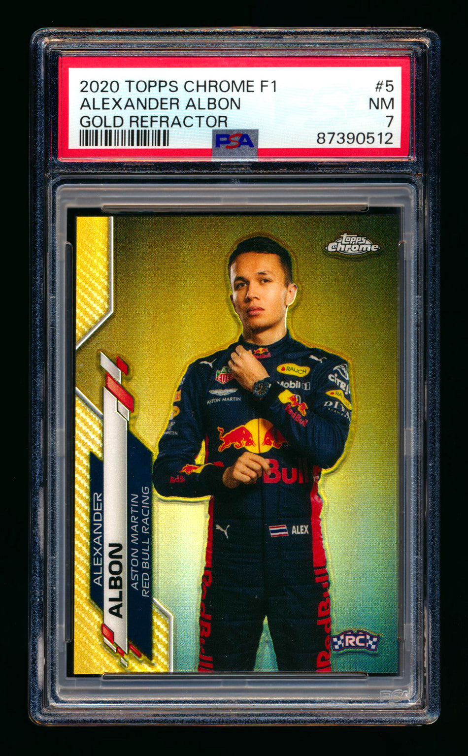 2020 Topps Chrome F1 #5 Alexander Albon RC Gold Refractor Portrait #23/50 PSA 7 (Car Number #23!)