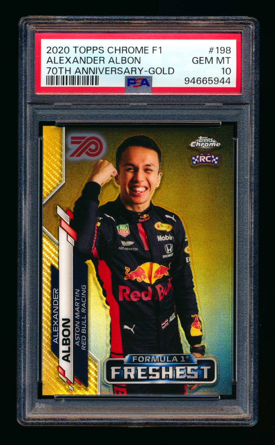 2020 Topps Chrome F1 #198 Alexander Albon RC 70th Anniversary Gold Refractor PSA 10