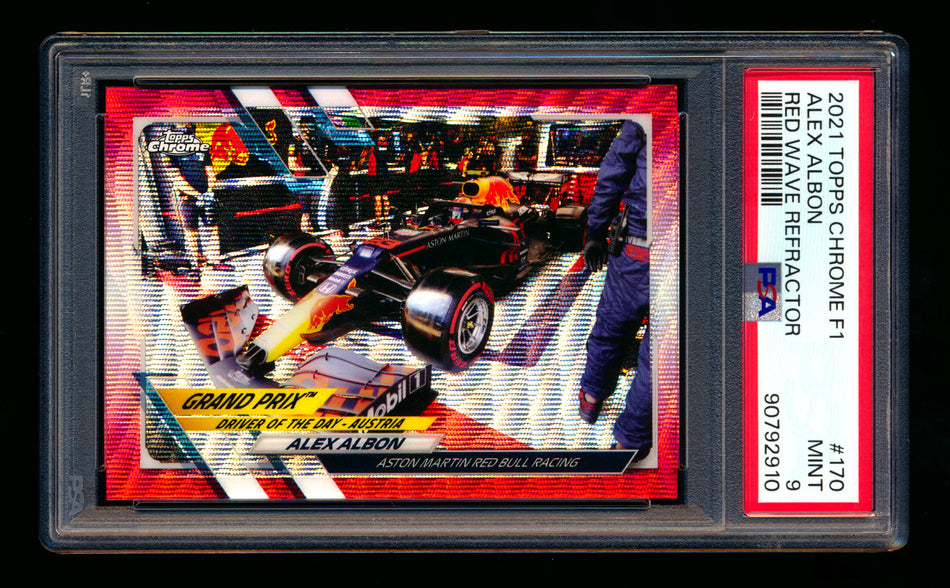 2021 Topps Chrome F1 #170 Alexander Albon Red Wave Refractor #1/5 PSA 9 (First #!)