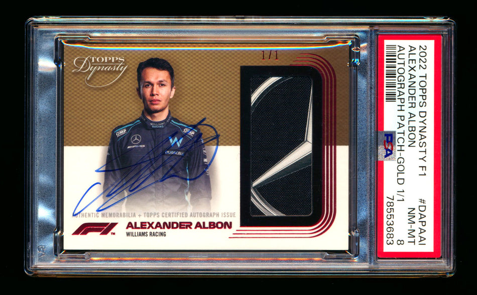 2022 Topps Dynasty F1 #DAP-AAI Alexander Albon Gold Patch Autograph #1/1 PSA 8 NM-MT - POP 1! ** (SOLD National - $1295.00 - 8/1/2025) **