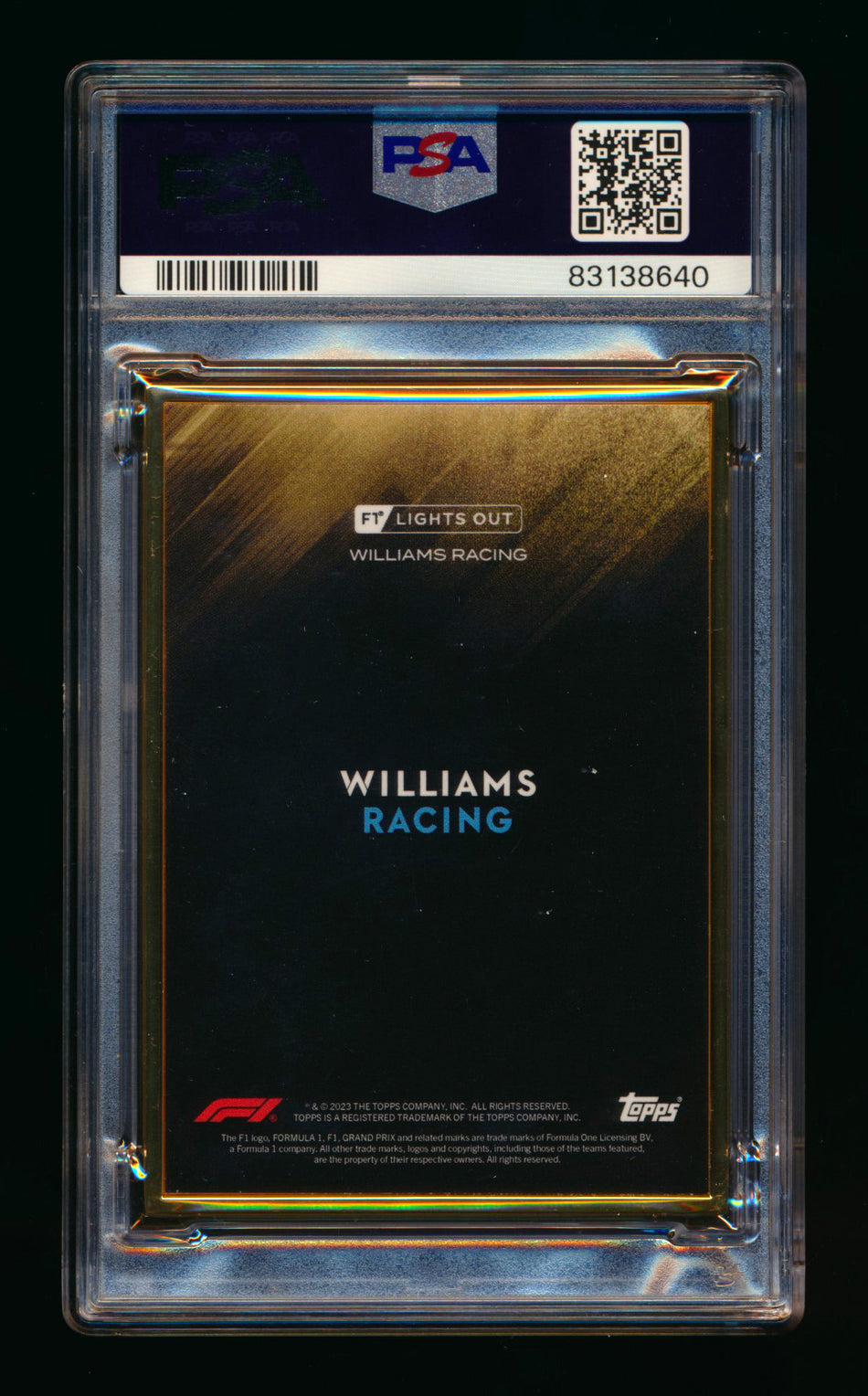 2022 Topps Lights Out F1 Alexander Albon Gold Frame #1/1 PSA 8 - POP 1!