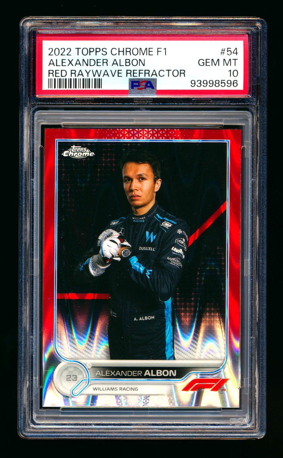 2022 Topps Chrome F1 #54 Alexander Albon Red Raywave Refractor Portrait #4/5 PSA 10