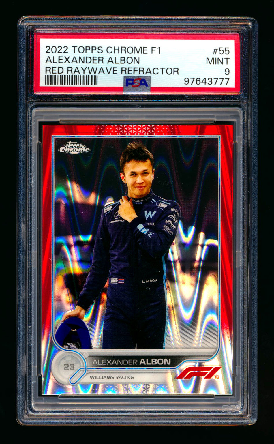 2022 Topps Chrome F1 #55 Alexander Albon Red Raywave Refractor #1/5 PSA 9 (First #!) ** (SOLD - $109.00 - 12/17/2024) **