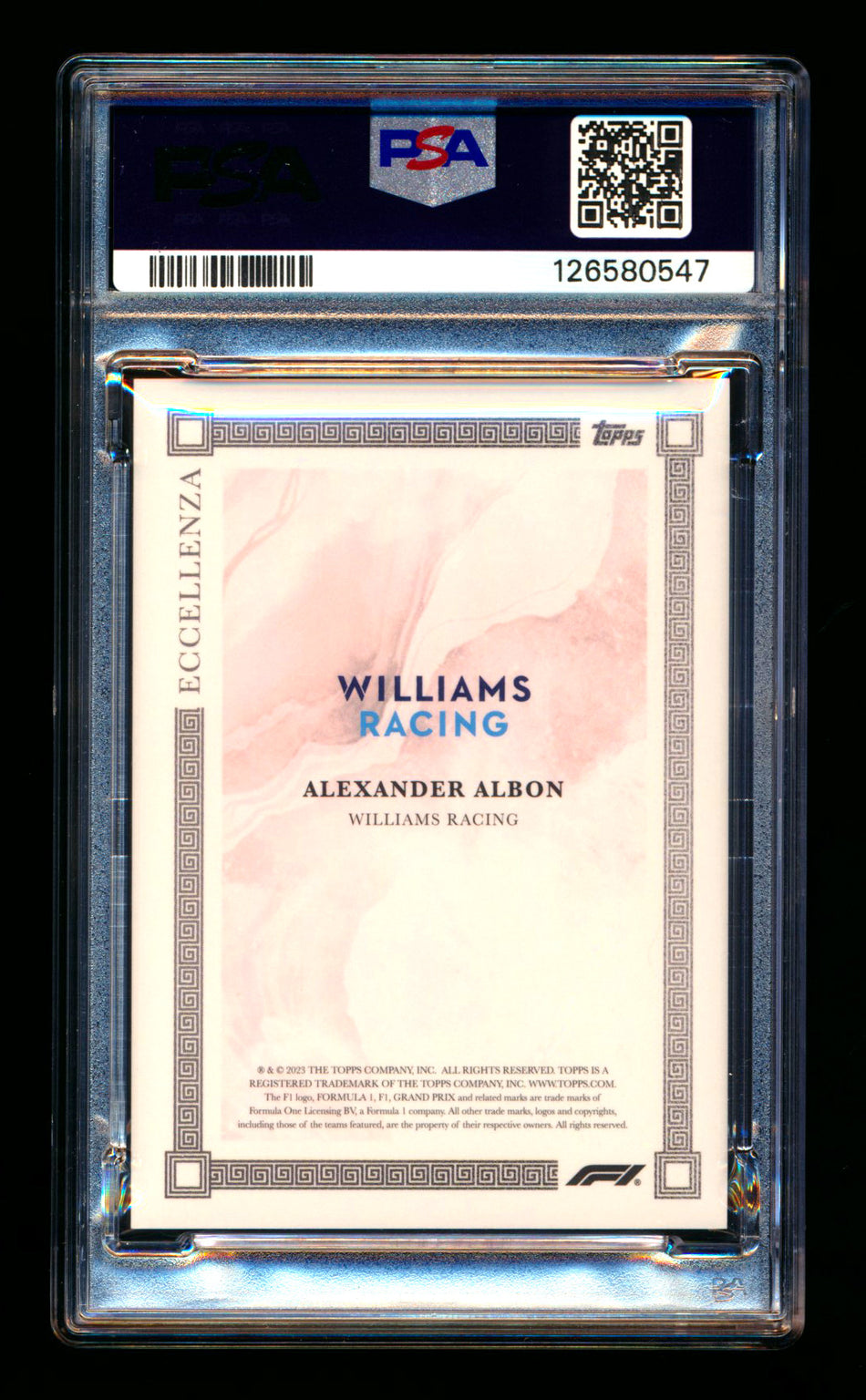 2023 Topps Eccellenza F1 Alexander Albon Red Parallel #06/10 PSA 10 ** (SOLD - $265.50 - 5/6/2026) **