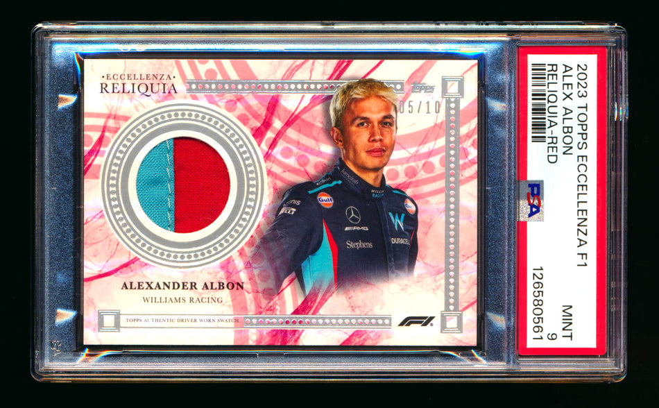 2023 Topps Eccellenza F1 Reliquia Alexander Albon Red Parallel Patch #05/10 PSA 9