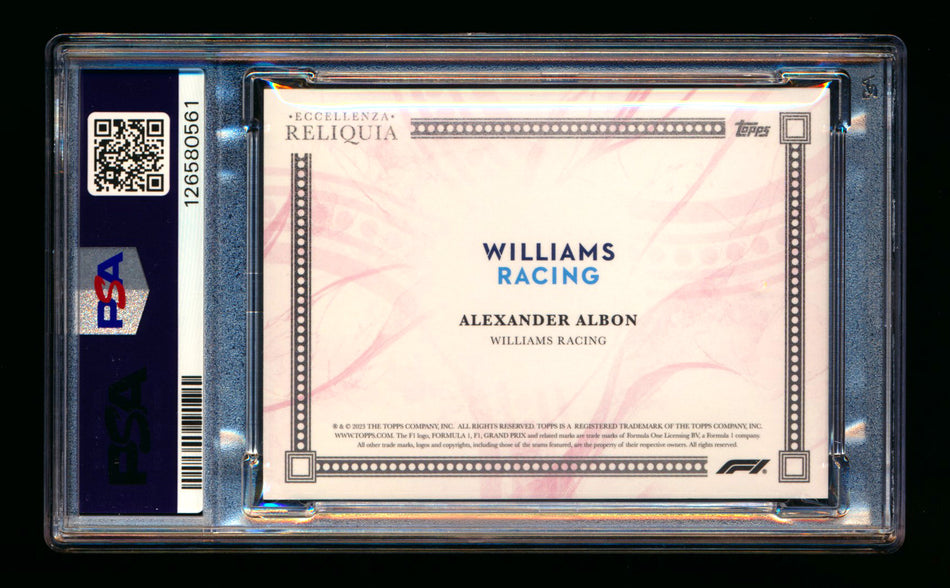2023 Topps Eccellenza F1 Reliquia Alexander Albon Red Parallel Patch #05/10 PSA 9
