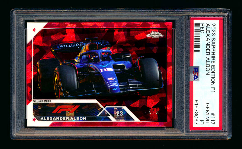 2023 Topps Chrome Sapphire F1 #117 Alexander Albon Red Refractor #5/5 PSA 10 (Last Number!) ** (SOLD - $135.00 - 12/6/2024) **